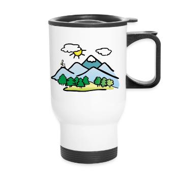 Nature Drawing, Hiking - Thermal mug with handle - white - Front