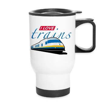 i love trains | Railway - Thermal mug with handle - white - Front