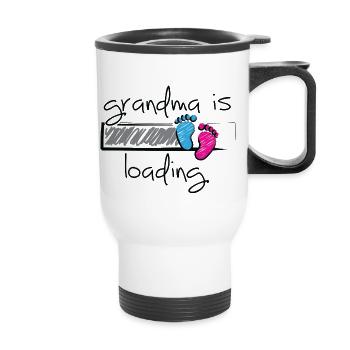 La grand-mère slogan est en cours de chargement. Devenir grand-père et grand-mère - Tasse isotherme avec poignée - blanc - Devant