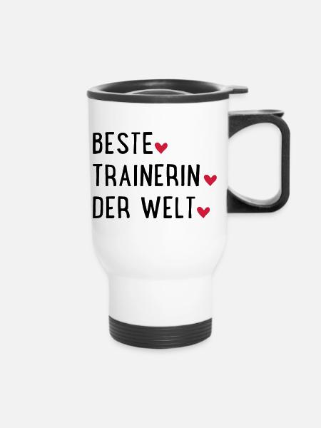 beste trainerin - Thermobecher mit Tragegriff - Weiß