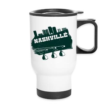 Nashville Gitarre country music citygeschenk - Thermobecher mit Tragegriff - Weiß - Vorne