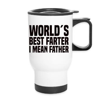 World's Best Farter I Mean Father - Thermobecher mit Tragegriff - Weiß - Vorne