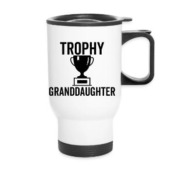 Trophäe Enkelin - Thermobecher mit Tragegriff - Weiß - Vorne