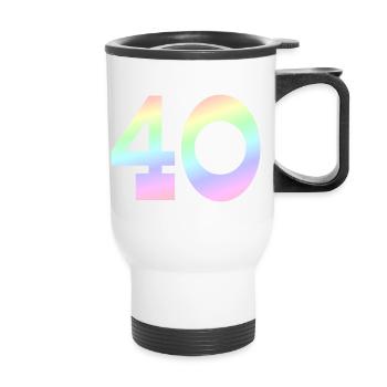 Geburtstagsgeschenk, 40 pastell Verlauf - Thermobecher mit Tragegriff - Weiß - Vorne