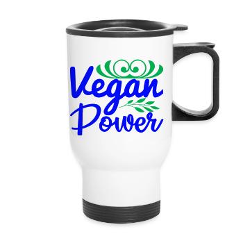Vegan Power - Thermobecher mit Tragegriff - Weiß - Vorne