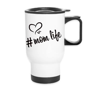 Hashtag Mom Life Black - Thermal mug with handle - white - Front