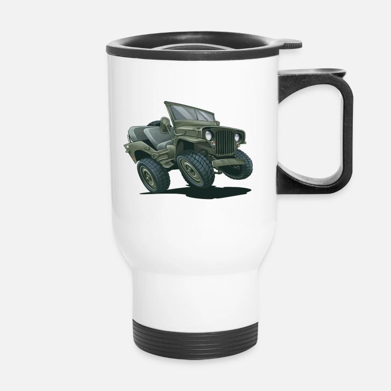 Willys MB Offroader 4x4 Millityr Oldtimer Us Army - Tasse isotherme avec poignée - blanc