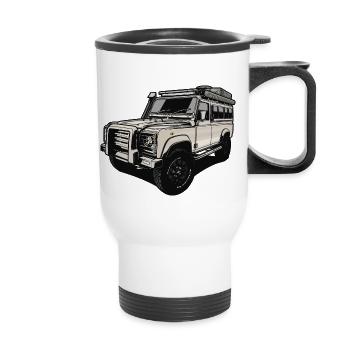 Defender // beige // roof tent nomads // outdoor - Thermal mug with handle - white - Front