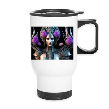 Flower Girl Biomechanical - Thermal mug with handle - white - Front