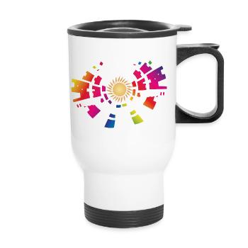 Colorful sun symbol for the festival summer - Thermal mug with handle - white - Front