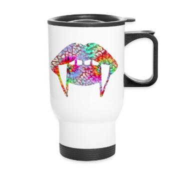Groovy Vampirelips Colorful - Thermobecher mit Tragegriff - Weiß - Vorne