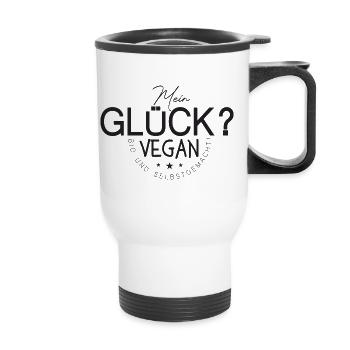 Positive My happiness? Vegan, organic and homemade - Thermal mug with handle - white - Front