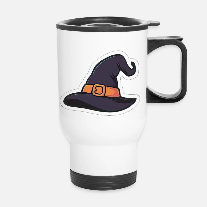 Mignon chapeau de sorcière autocollant - Tasse isotherme avec poignée - blanc