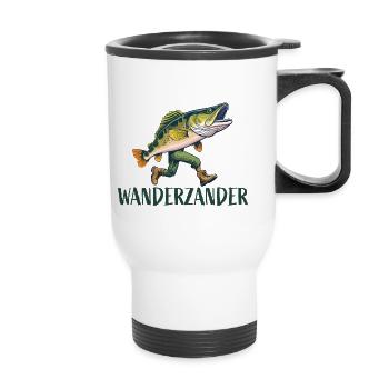 Funny fish wandering zander - Thermal mug with handle - white - Front
