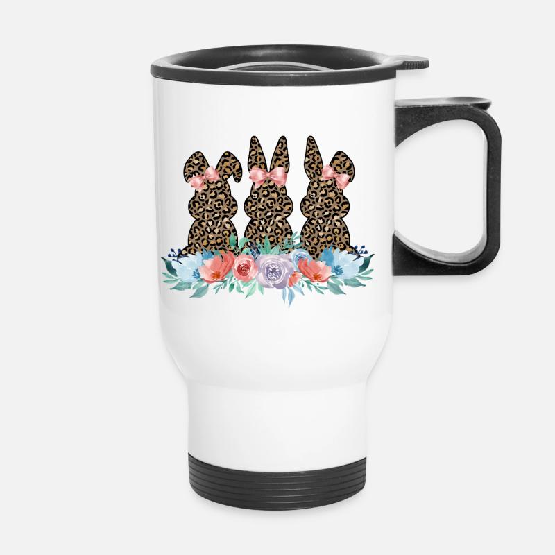 lapins léopard - Tasse isotherme avec poignée - blanc