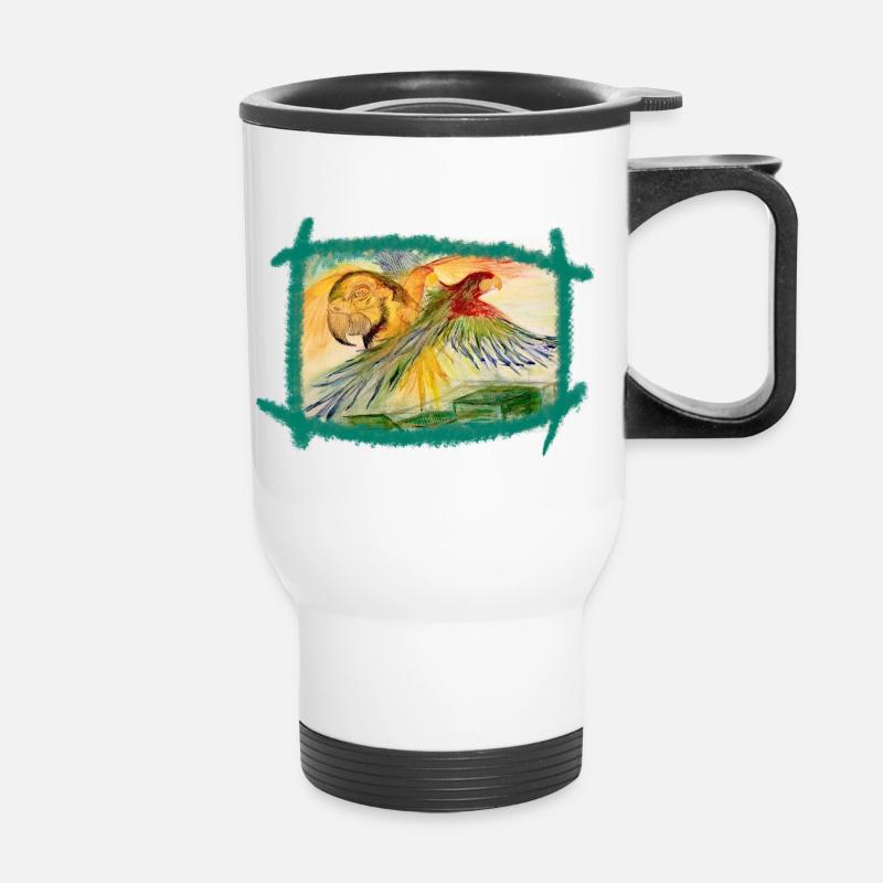Aras over the rainforest - Thermal mug with handle - white