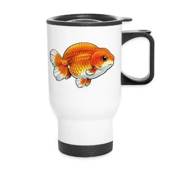 Buffle bossu Ranchu Poisson rouge de haute qualité - Tasse isotherme avec poignée - blanc - Devant