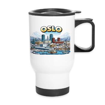 Oslo Stadt - Thermobecher mit Tragegriff - Weiß - Vorne