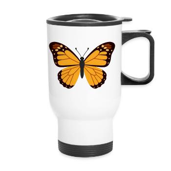 Orange Monarch Wings - Thermal mug with handle - white - Front