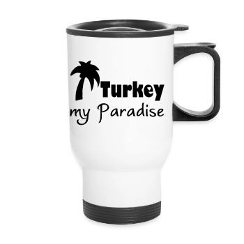 Turkey Paradise Türkei Urlaub Geschenk - Thermobecher mit Tragegriff - Weiß - Vorne
