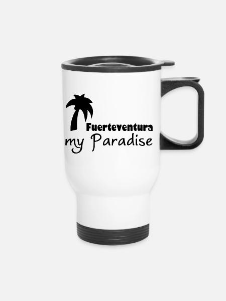 Fuerteventura Paradise Urlaub Geschenk - Thermobecher mit Tragegriff - Weiß