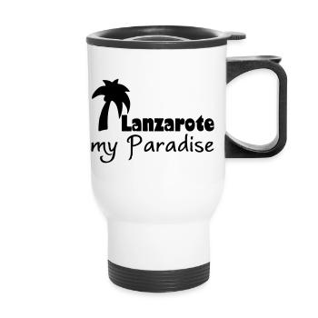 Lanzarote Paradise Urlaub Geschenk - Thermobecher mit Tragegriff - Weiß - Vorne