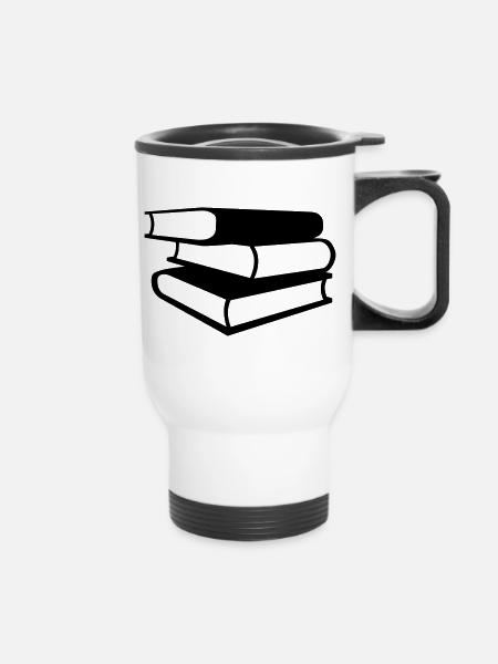 Bücher - Thermobecher mit Tragegriff - Weiß