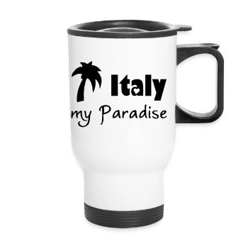Italy Paradise Italien, Urlaub, Reise, Geschenk - Thermobecher mit Tragegriff - Weiß - Vorne