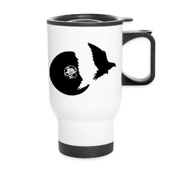 flying bird vinyl - Thermal mug with handle - white - Front