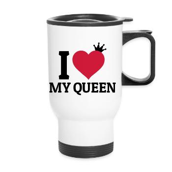 I love my Queen - Thermal mug with handle - white - Front