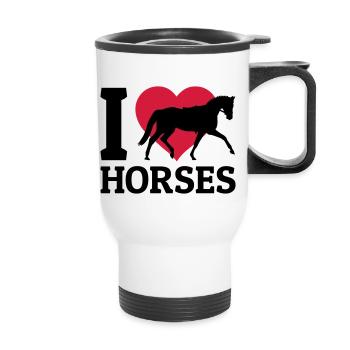 I love Horses - Thermobecher mit Tragegriff - Weiß - Vorne