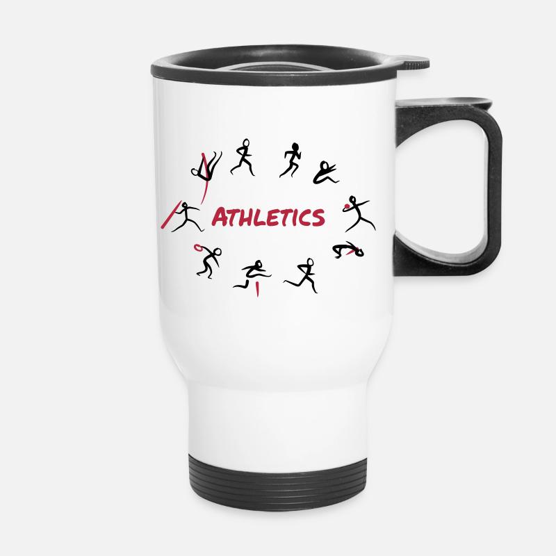 Leichtathletik, Zehnkampf - Thermobecher mit Tragegriff - Weiß