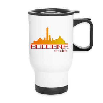 Bologna Skyline Orange Red - Thermal mug with handle - white - Front