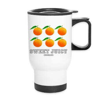 Oranges, Orange, Juicy Oranges,Fruit,Sweet Oranges - Thermal mug with handle - white - Front