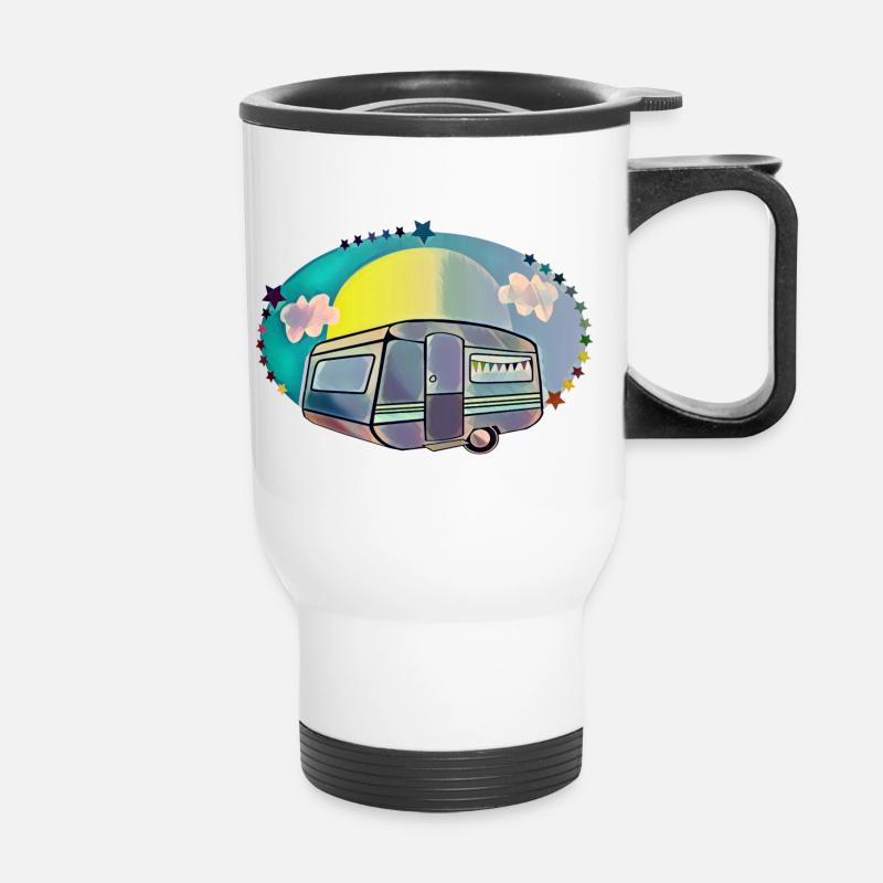 Camping campers caravan love - Thermal mug with handle - white