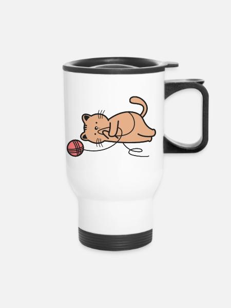 Katze Katzen - Thermobecher mit Tragegriff - Weiß
