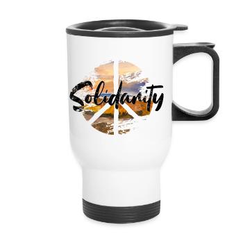 Peace woodstock Solidarity - Thermal mug with handle - white - Front