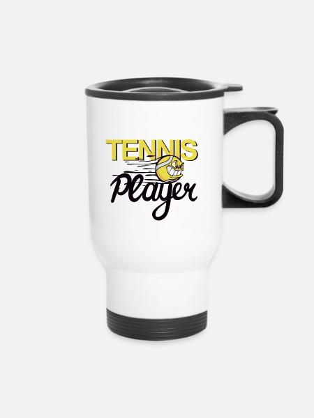 Tennisspieler - Thermobecher mit Tragegriff - Weiß