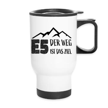 E5 Alpenüberquerung - Der Weg ist das Ziel - Thermobecher mit Tragegriff - Weiß - Vorne