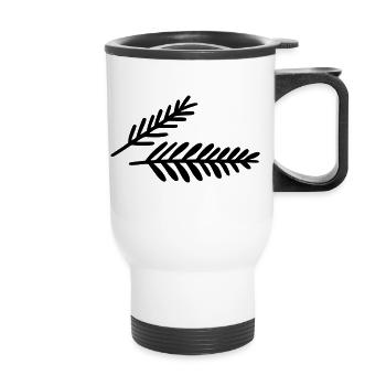 Fir branches - Thermal mug with handle - white - Front