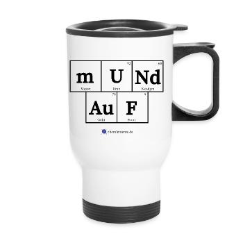 Mund auf (helle Stoffe) - Thermobecher mit Tragegriff - Weiß - Vorne