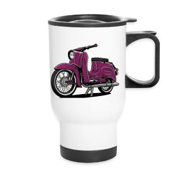 Schwalbe (violett) // Illustration - Thermobecher mit Tragegriff - Weiß - Vorne
