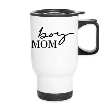 boy mom - Thermobecher mit Tragegriff - Weiß - Vorne