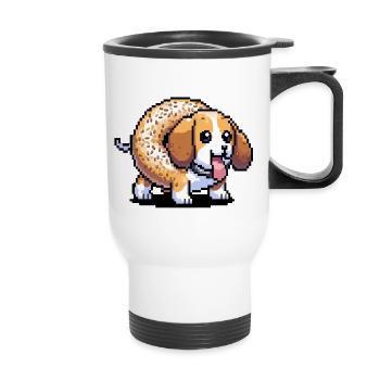 Beagle Bagel - Thermobecher mit Tragegriff - Weiß - Vorne