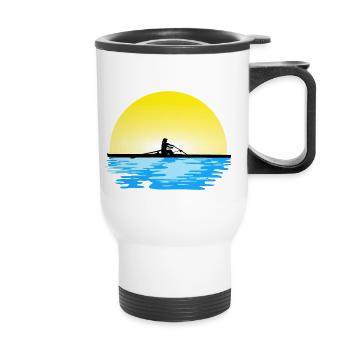 Aviron - bateau à rames - aviron femme - femme aviron - Tasse isotherme avec poignée - blanc - Devant