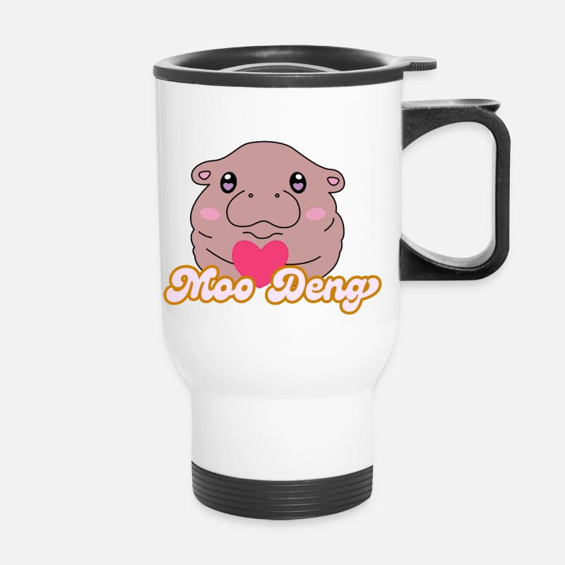 Moo Deng - Thermobecher mit Tragegriff - Weiß