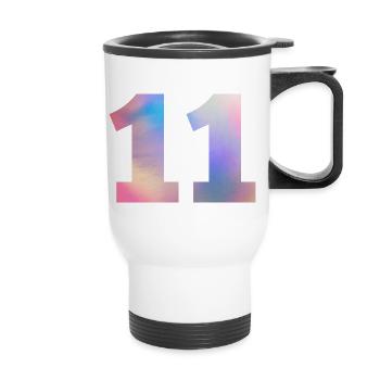 Colorful Number 11 - Thermal mug with handle - white - Front