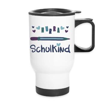 HURRA SCHULKIND - EINSCHULUNG - SCHULSTART - Thermobecher mit Tragegriff - Weiß - Vorne