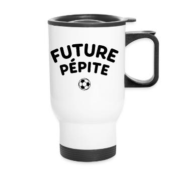 Future Pépite ballon rond enfant football - Tasse isotherme avec poignée - blanc - Devant