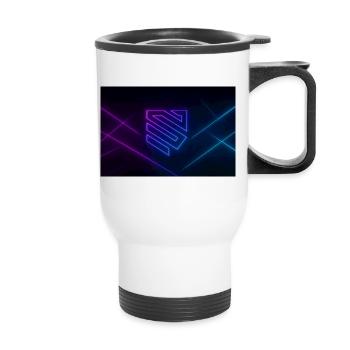 Neon Geometry Glow - Thermal mug with handle - white - Front